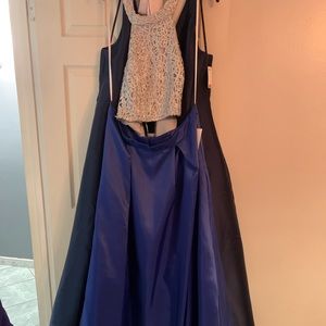 Royal blue and Silver 2pc gown dress